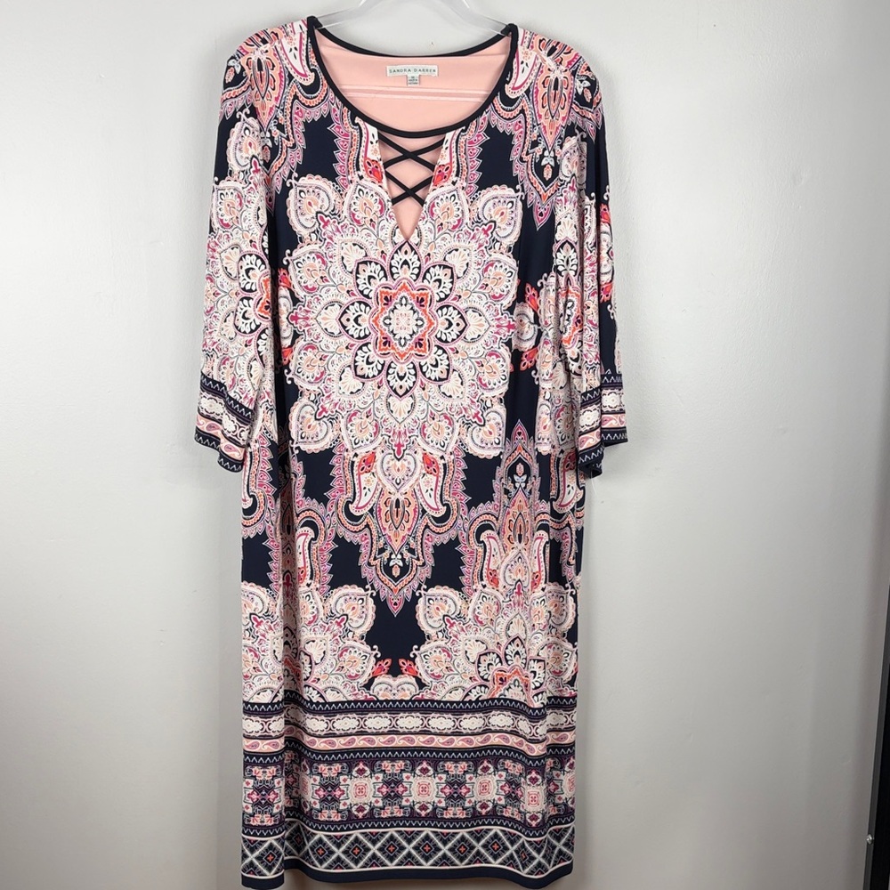 Sandra Darren Multicolor Paisley Dress 1X